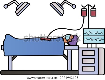 Two surgeons performing operation in hospital operating room Concept Vector Icon Design, Medical and Healthcare Scene Symbol, Disease Diagnostics Sign, Doctor and Patient Characters Stock Illustration