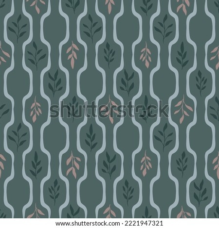 Branches and leaves. Simple floral design for wallpaper, textile, wrapping. Decorative background. Seamless vector pattern.