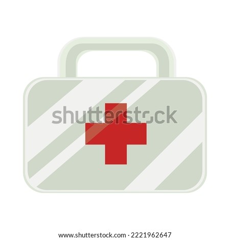 Medical first aid kit cartoon illustration. Medicine chest. Doctors prescription for cure. Pharmacy, health concept