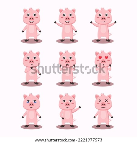 Cute Pig Character Bundle Premium