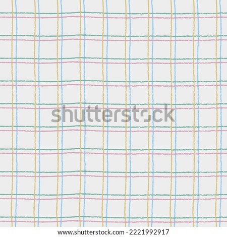 Seamless checkered repeating pattern with hand drawn grid. beige plaid background for wrapping paper, surface design and other design projects