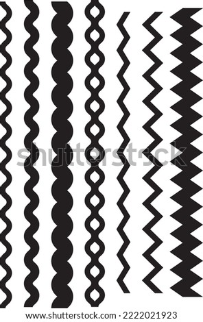 Set of 7 isolated seamless decorative vector edges for design use, Zig-Zags, Chevrons, Shearing, Rick-Rack Patterns for Textiles, Card making and Craft Templates Royalty-Free Stock Photo #2222021923