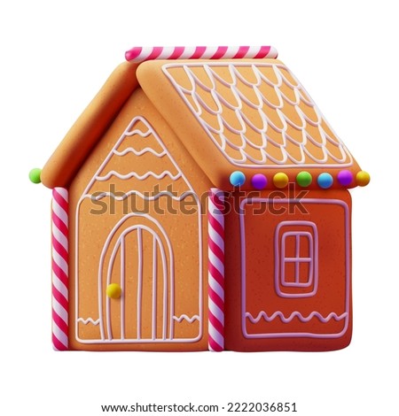 Gingerbread house. Christmas cookies and candy. Isolated 3D Vector illustration  Royalty-Free Stock Photo #2222036851