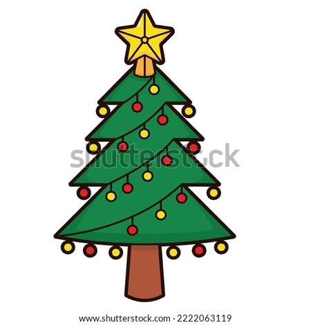 
Flat icon with christmas tree. Green symbol of Christmas with outline on white background. Vector Illustration.Holiday wallpaper. good for paper, textile and wrapping