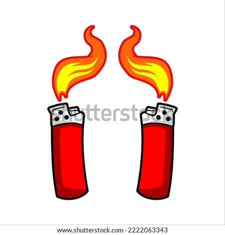 vector design of two gas lighters giving off fire