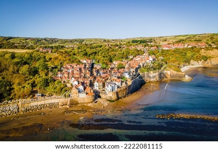 A view of Robin Hood's Bay, a picturesque old fishing village on the Heritage Coast of the North York Moors, UK Royalty-Free Stock Photo #2222081115