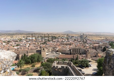 Panoramic view of the town of Trujillo photo taken from the castle. Spain