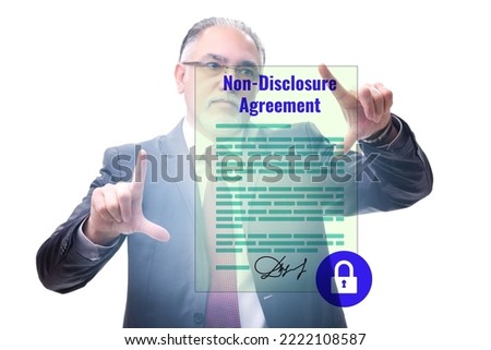 Businessman in non disclosure agreement concept