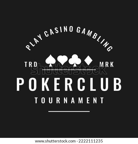 Vintage casino poker ace logo, diamonds, hearts and spades. Poker club logo, tournament, gambling game, symbol 777.
