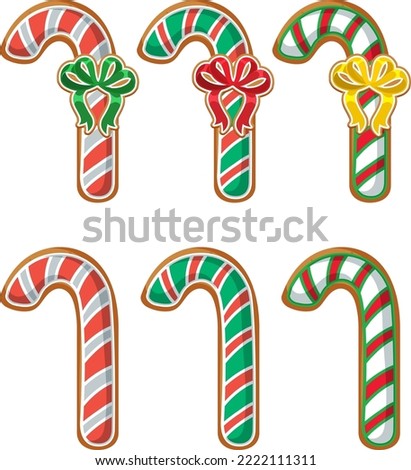 Christmas cane gingerbread cookies collection illustration