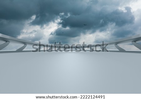 Empty square floor and sky clouds background. 3d square effect.