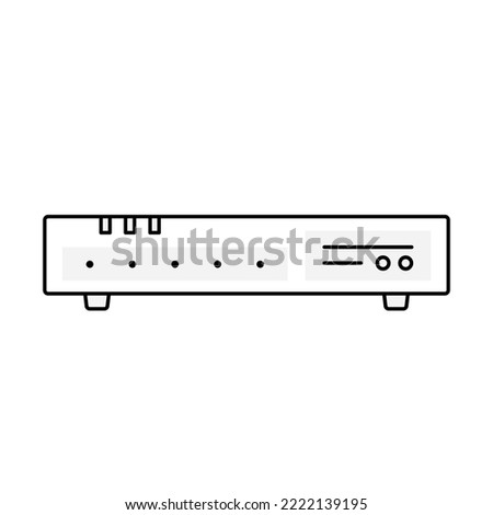 Network connectivity device, router or firewall clip art. Monochrome outline style.