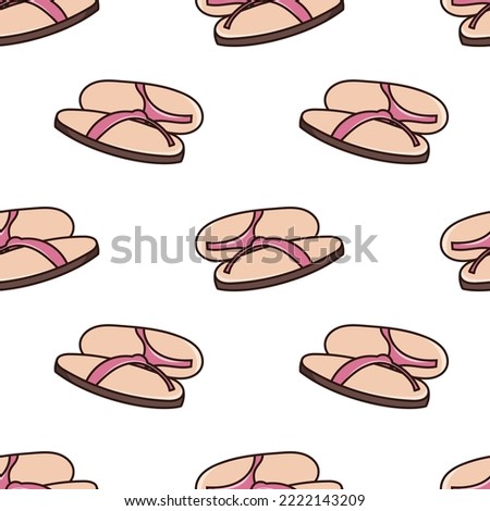 Seamless pattern with summer slippers flip flops doodle vector