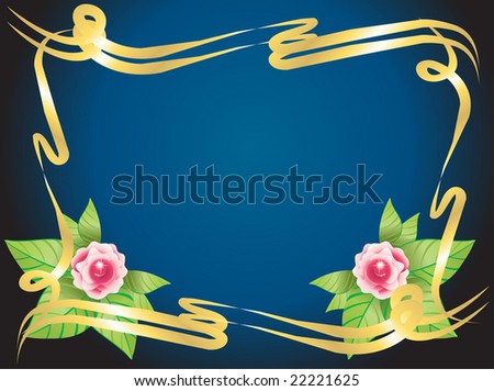 Background with gold ribbon and rose
