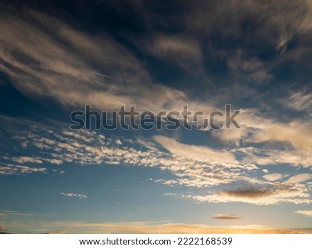 Dramatic sunset sky for design purpose of sky replacement. Nature background. Rich color tone.