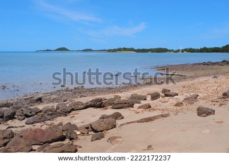 Koh Tan island with sandy and pebble beach.tropical beach in Samui south of Thailand, Landscape of Koh TAN on the South Coast of Koh Samui Thailand