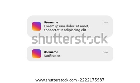 Mobile app notification layout. Vector illustration. Royalty-Free Stock Photo #2222175587