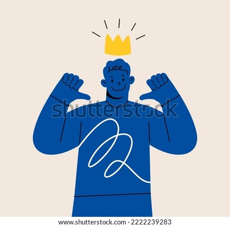 Young man pointing himself with both hands confident. Concept of positive self esteem. Colorful vector illustration
 Royalty-Free Stock Photo #2222239283