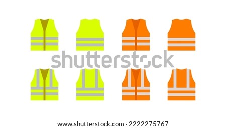 Orange, yellow color reflective safety vest icon. Jacket of worker illustration symbol. Sign workwear vector flat. Royalty-Free Stock Photo #2222275767