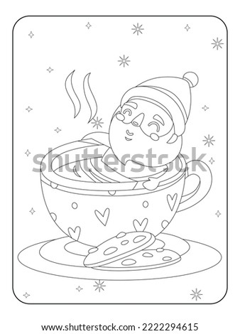 Cute Christmas Santa Coloring page for kids 