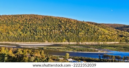 Top view of confluence of Matapedia river and Restigouche river Matapedia Quebec Canada