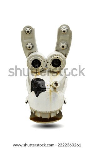 recycle metal steel material handmade DIY cat doll isolated on white background. This has clipping path.                         