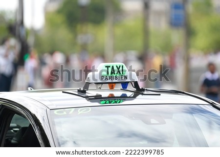 Illustration picture shows a close-up of a French cab indicator (Parisian taxi) in Paris, France