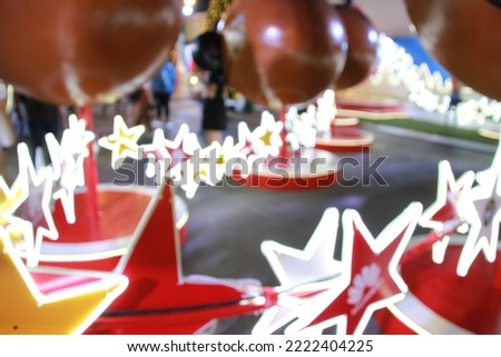 star light neon parade bokeh background , Christmas and new year event