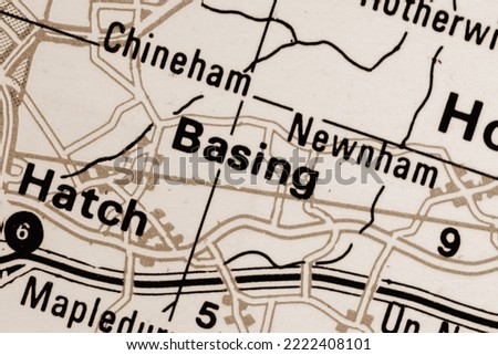 Basing  village in Hampshire, United Kingdom atlas map town name - sepia