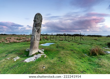 Long Tom or The Longstone - an ancient granite cross near the Minions on Bodmin Moor in Cornwall