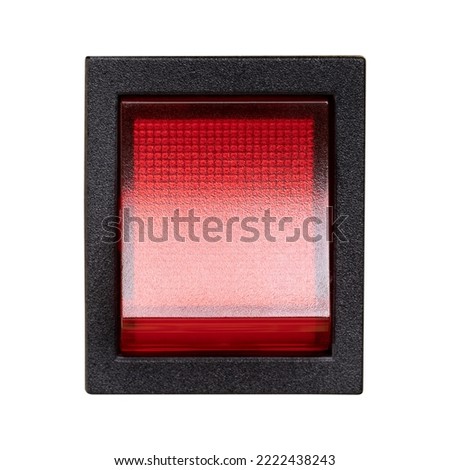 Red switch or power switch isolated on white background. Red button on a white background

