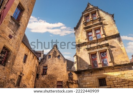 Representative facades of the town of Sarlat la Canéda, in Périgord, Dordogne, Nouvelle-Aquitaine, France