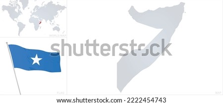 Somalia map and flag. vector 