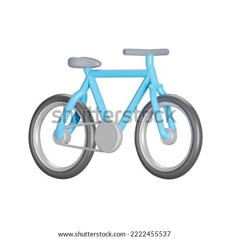Bicycle 3d icon. Walking bike in blue. Isolated object on transparent background Royalty-Free Stock Photo #2222455537