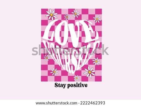 love yourself checkered pink daisy
