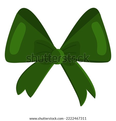 Decorative big green gift bow on white background, vector