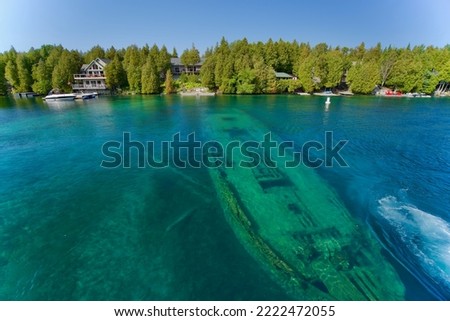 The Shipwrecks the Schooner Sweepstakes in Big Tub Harbour, Bruce Peninsula National Park and Fathom Five National Marine Park, Tobermory, Ontario, Canada Royalty-Free Stock Photo #2222472055