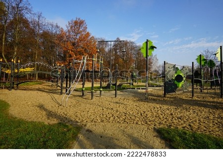 Leisure, Recreation and Animation Zone in the Health Park.  Children play area in Lodz. Selective focus 