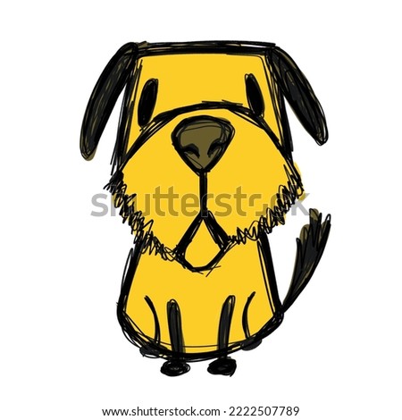 simple yellow fluffy dog ​​illustration 