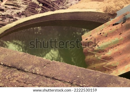 infrared image of the concrete well with zinc sheet on top to collect rain water at the farm