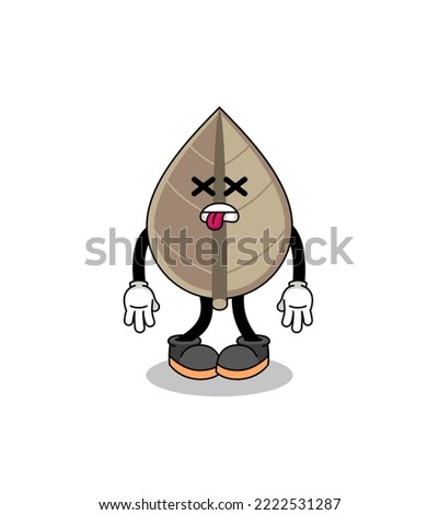 dried leaf mascot illustration is dead , character design