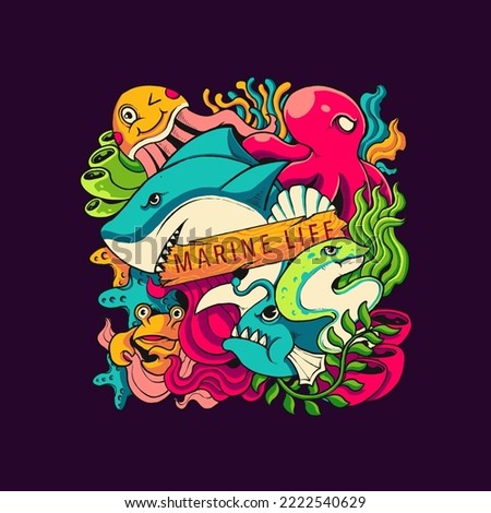marine life animals vector illustration