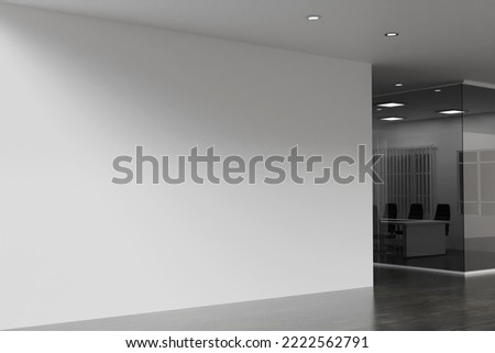 Office room mockup with white wall Royalty-Free Stock Photo #2222562791