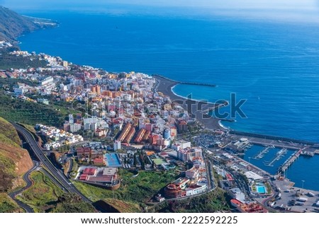 Aerial view of Santa Cruz de la Palma at La Palma, Canary islands, Spain. Royalty-Free Stock Photo #2222592225