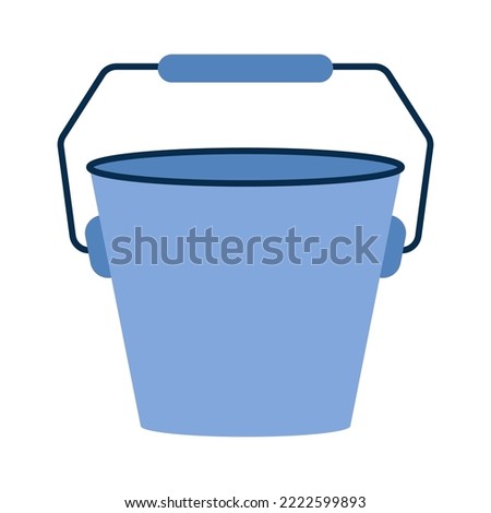 Blue empty bucket with a handle. Vector illustration.