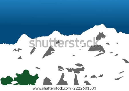 Famous peaks Eiger, Monk (Mönch) and Virgin (Jungfrau) at Bernese Highlands on a sunny winter day seen from mountain village Mürren. Illustration made November 5th, 2022, Zurich, Switzerland.
