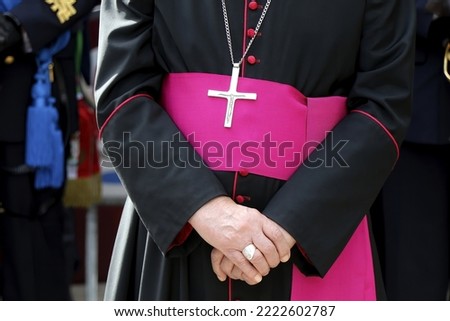 Front portrait of a Catholic Bishop's cassock. Religion, catholic church Royalty-Free Stock Photo #2222602787