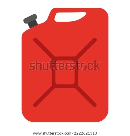 Red gasoline canister on white background. Gas storage tank. Flat vector illustration.