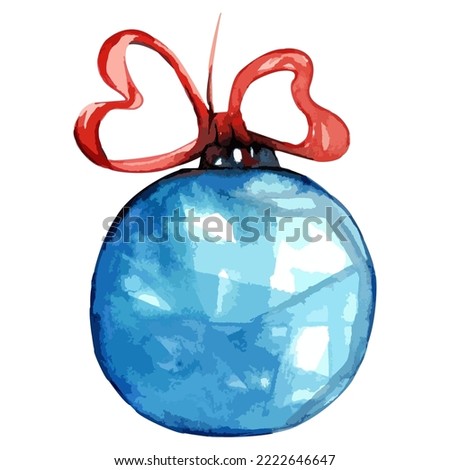 Watercolor Christmas toy, element. vector illustration. Hand drawn ornament decoration new year holiday 2023 christmas tree ball