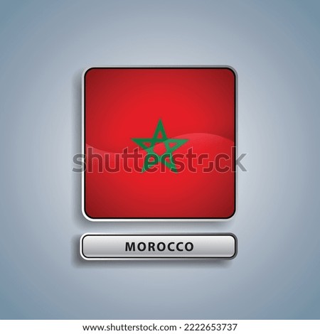 Morocco flag square button vector illustration